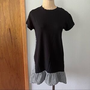 LOVE ON TOP Girls sz L Black Dress Gingham Ruffle Short Sleeve